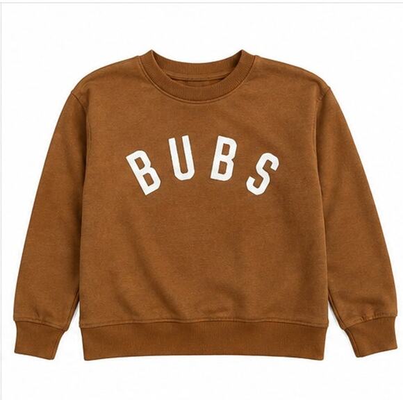 None Other - BUBS Brown Terry Cloth Graphic Sweatshirt 100% Cotton Kids Size 6Y